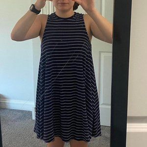 American Eagle Navy and White Striped T-Shirt Dress